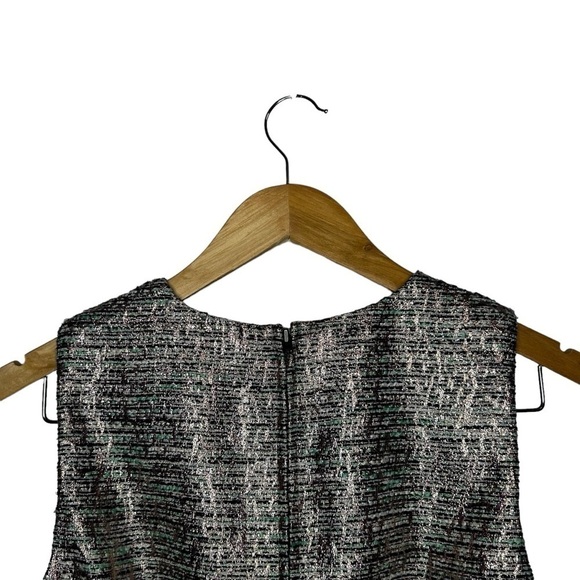 French Connection Tweed Metallic Silver Sleeveless Shift Dress Size 2 - Picture 11 of 15